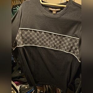 Michael Kors Black and Gray Patterned Top